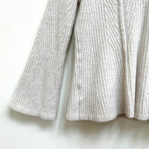 Ann Taylor Ribbed Wool Peplum Sweater Bell Sleeves Winter White, Size XS - Picture 4 of 10